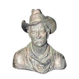 Vtg Michael Garman Cowboy 1971 Bust Statue Signed Western Art Decor